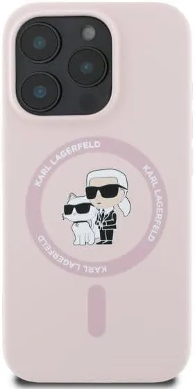 Karl Lagerfeld Silicone Karl and Choupette Hardcase with MagSafe for iphone 16 Pro Max 6.9" Pink - KLHMP16XSCMKCRHP