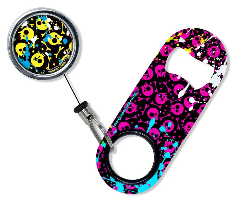 Kolorcoat™ Mini Opener with Retractable Reel  - Splattered Skulls