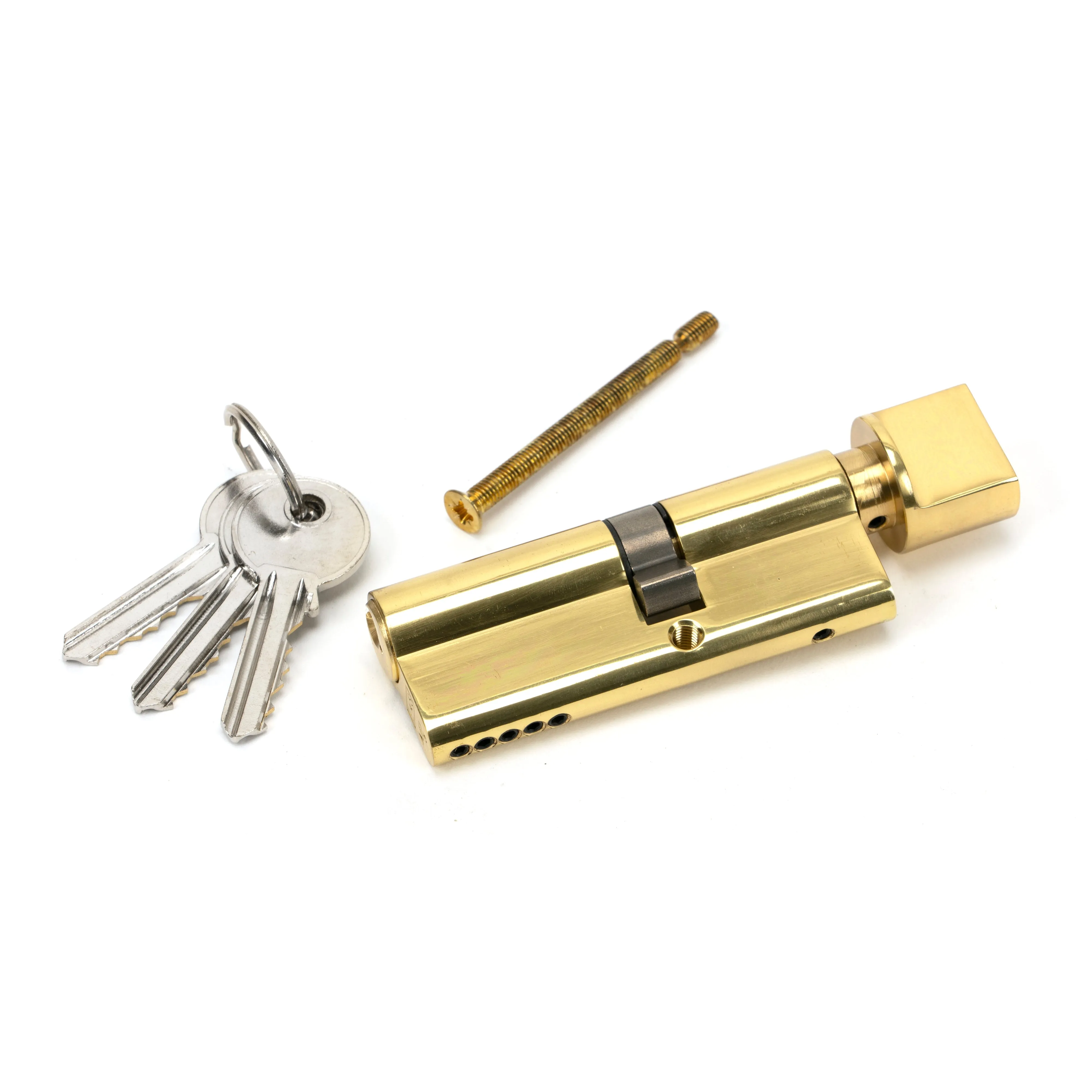 Lacquered Brass 35T/45 5pin Euro Cylinder/Thumbturn | From The Anvil