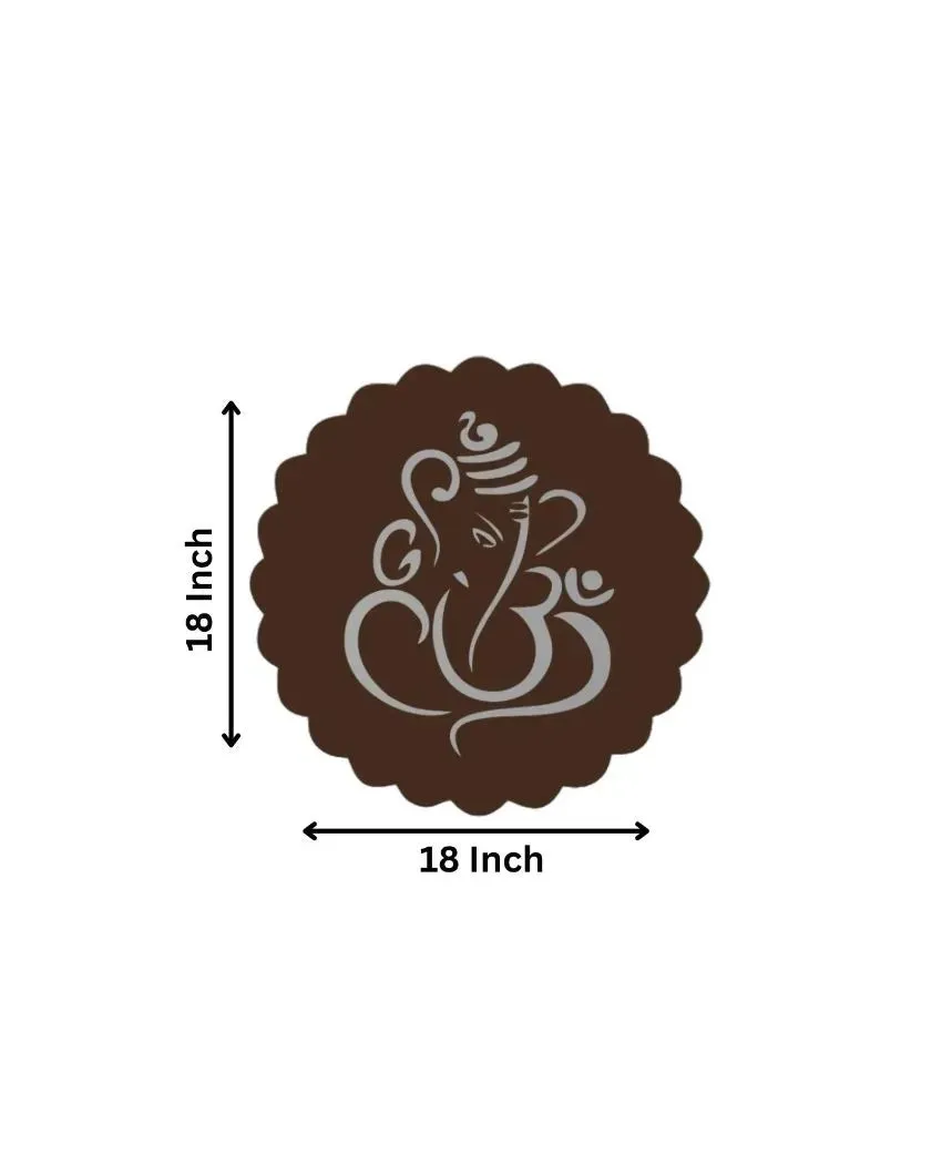 Laser Cut Lord Ganesha Brown Wooden Wall Decorative LED Backlit