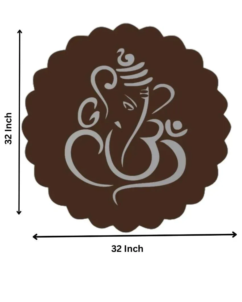 Laser Cut Lord Ganesha Brown Wooden Wall Decorative LED Backlit