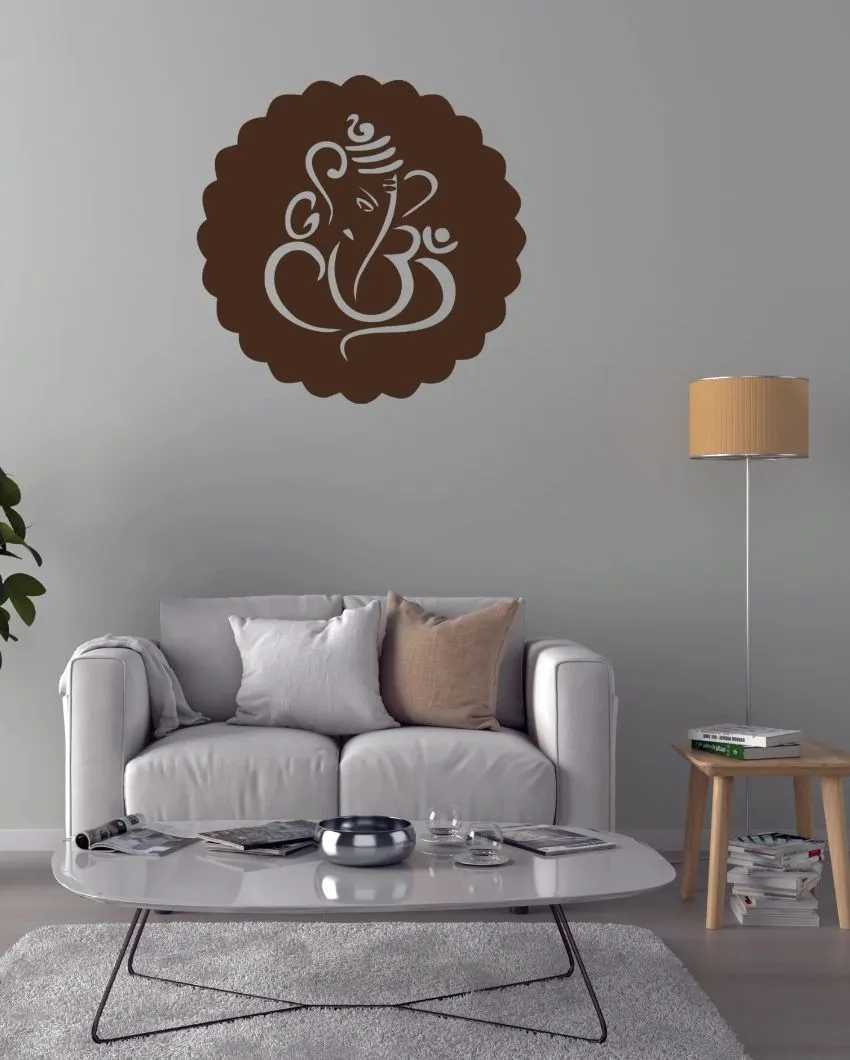 Laser Cut Lord Ganesha Brown Wooden Wall Decorative LED Backlit