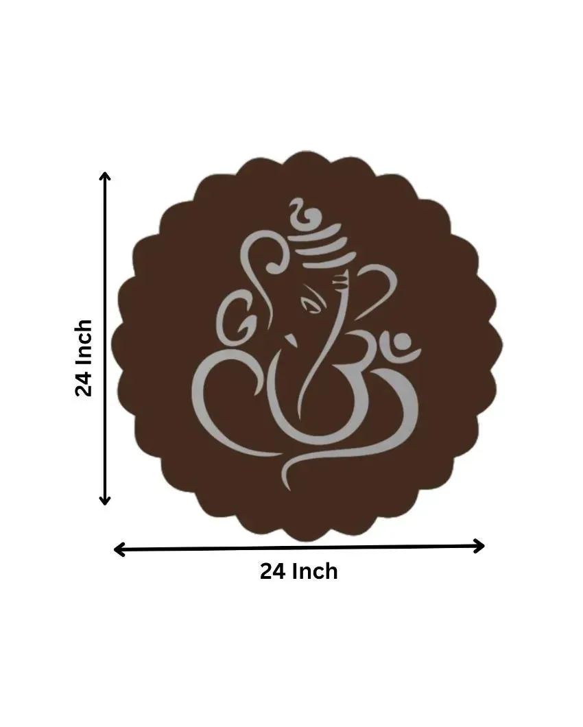 Laser Cut Lord Ganesha Brown Wooden Wall Decorative LED Backlit