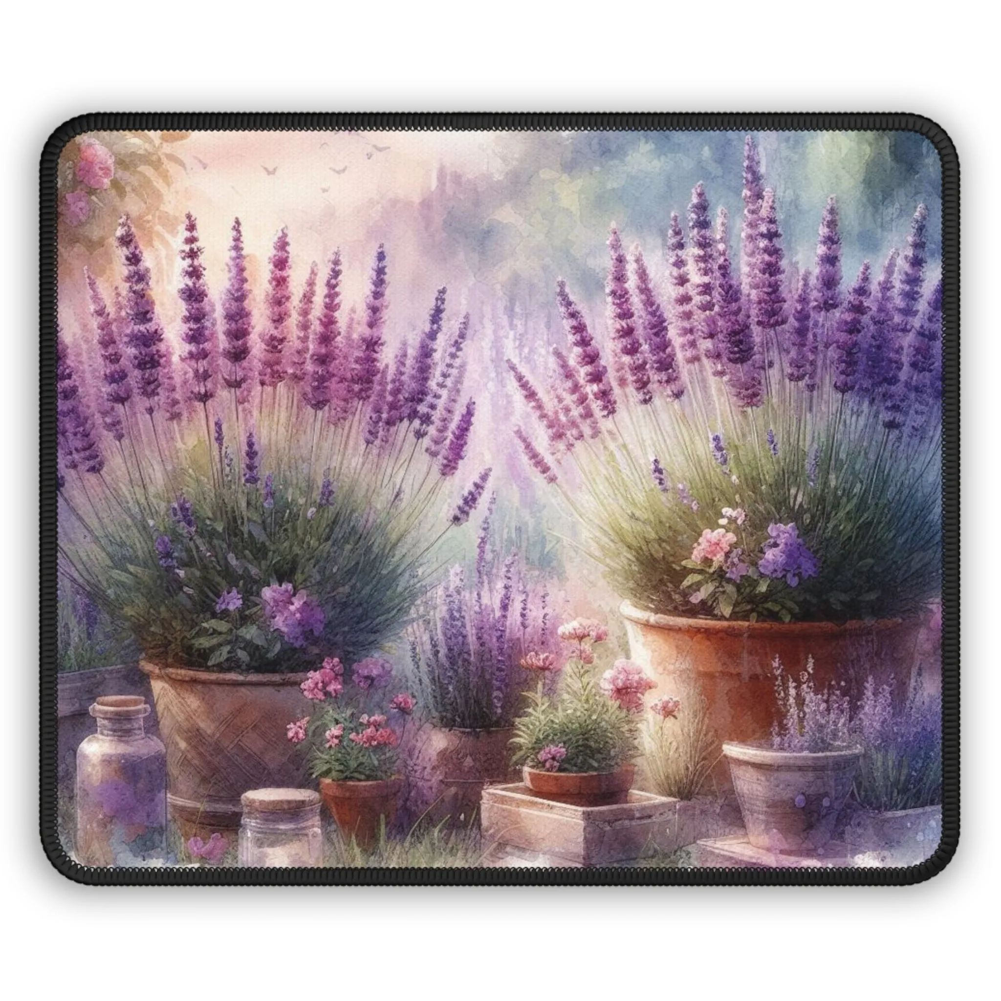 Lavender garden watercolour effect Gaming Mouse Pad