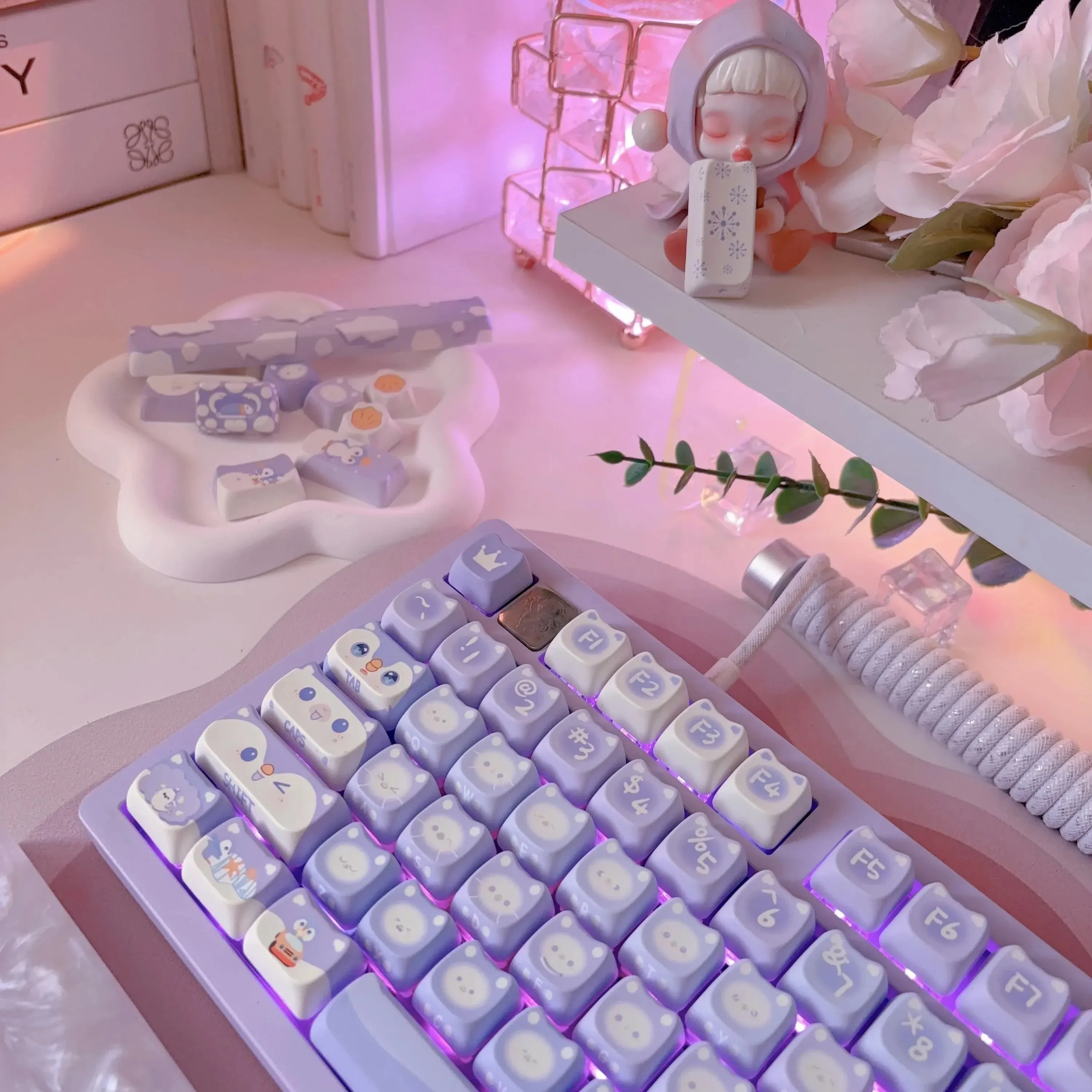 Lavender Penguin Full Key Cap Set