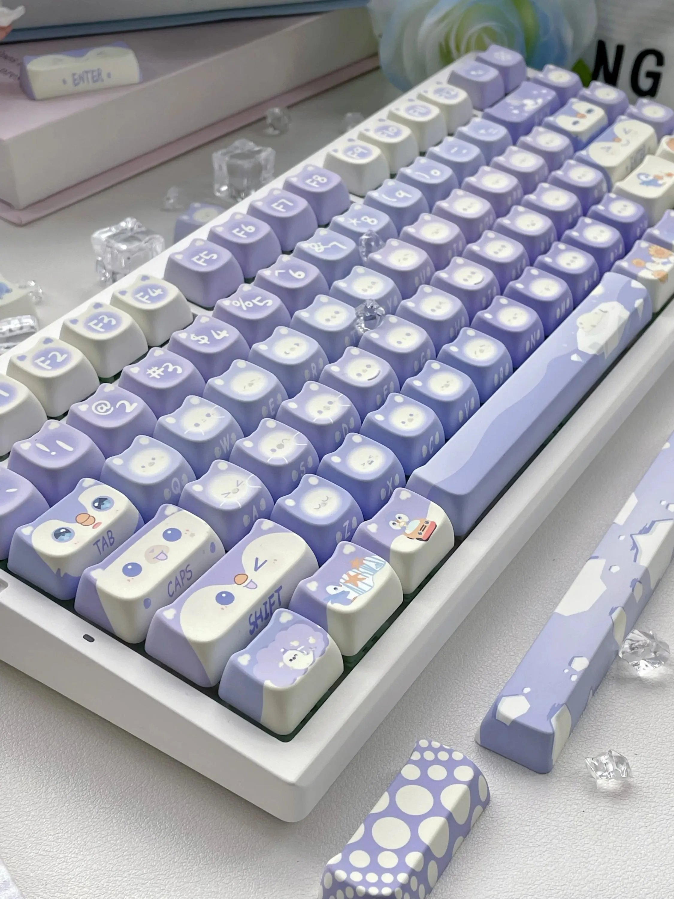 Lavender Penguin Full Key Cap Set