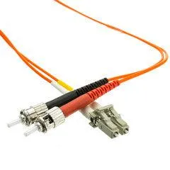 LC/UPC to ST/UPC OM4 Duplex 2.0mm Fiber Optic Patch Cord, OFNR, Multimode 50/125 10Gbit, Aqua Jacket, 5 meter (16.5 foot)