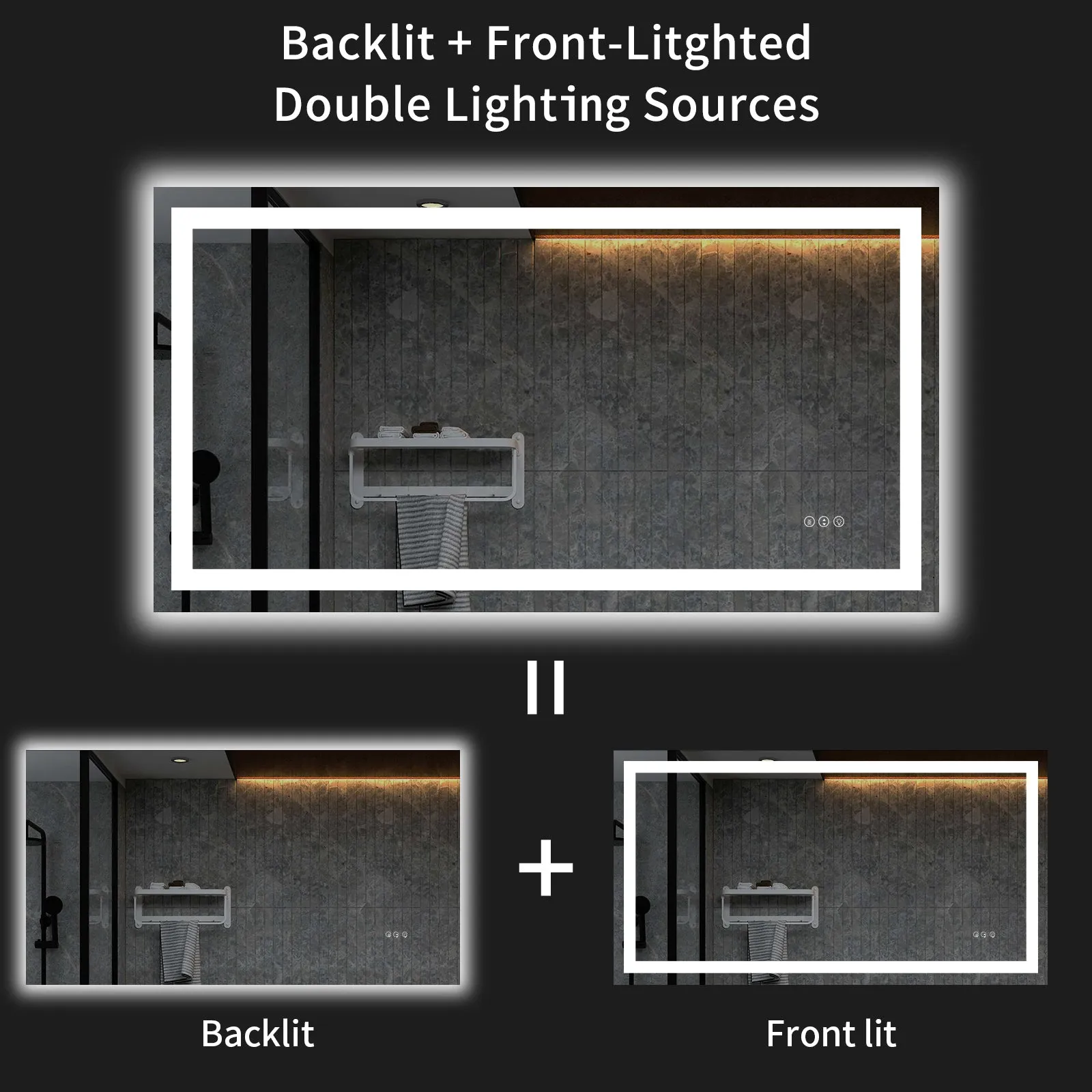 LED Mirror with Front & Backlit  36x48