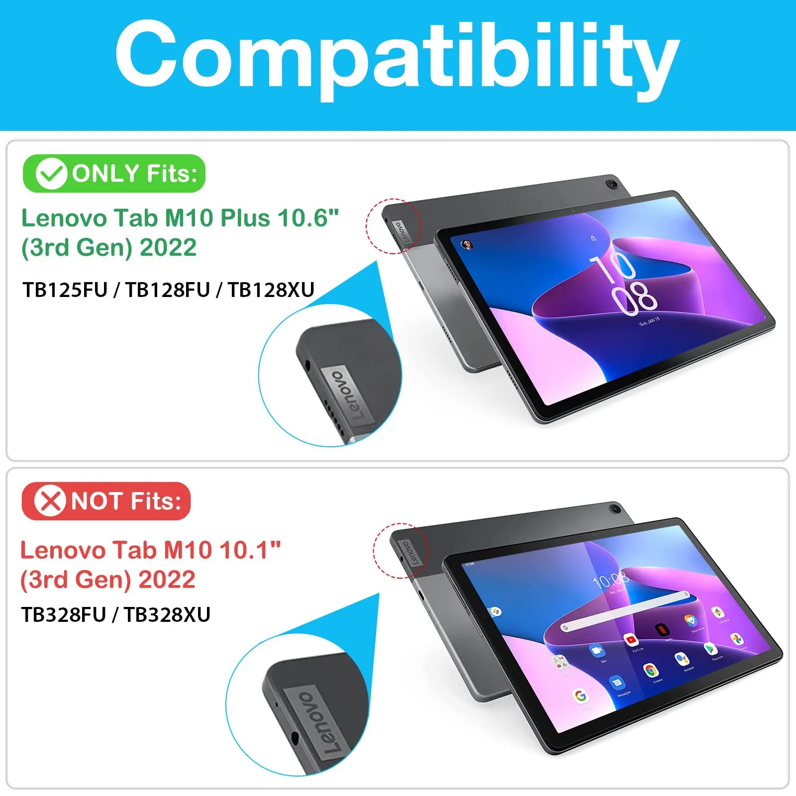 Lenovo Tab M10 Plus 10.6" 3rd Gen 2022 Release Case with Detachable Keyboard | ProCase