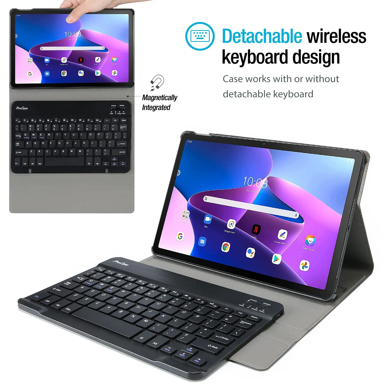 Lenovo Tab M10 Plus 10.6" 3rd Gen 2022 Release Case with Detachable Keyboard | ProCase