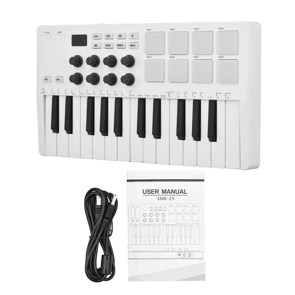 M-VAVE 25-Key MIDI Control Keyboard Mini Portable USB Keyboard with 25 Velocity Sensitive Keys 8 RGB Backlit Pads 8 Knobs