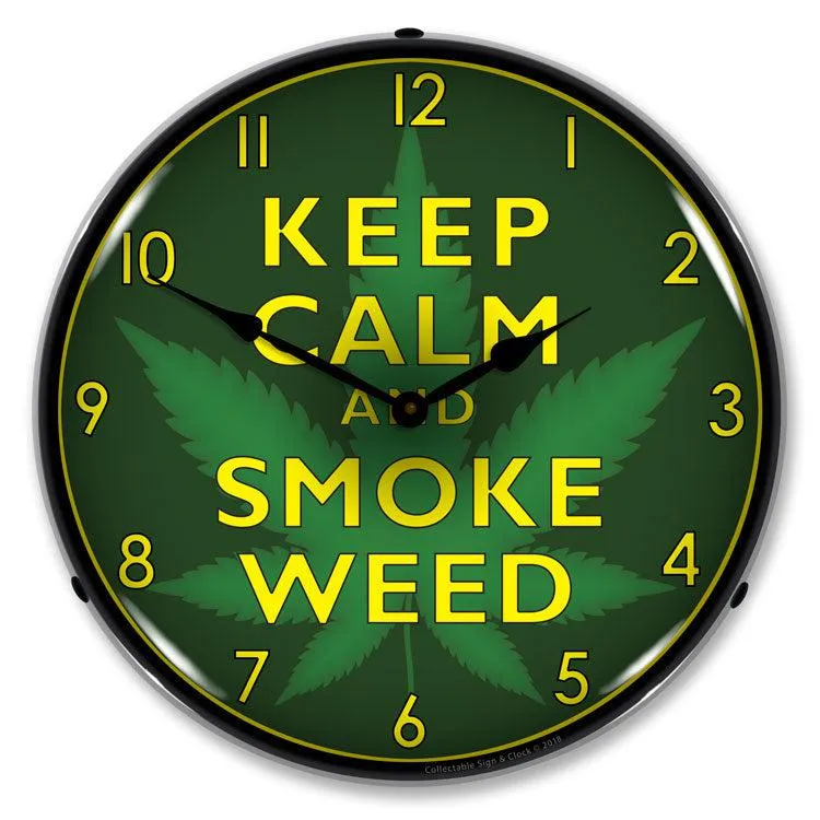 Marijuana  Keep Calm Backlit LED Clock