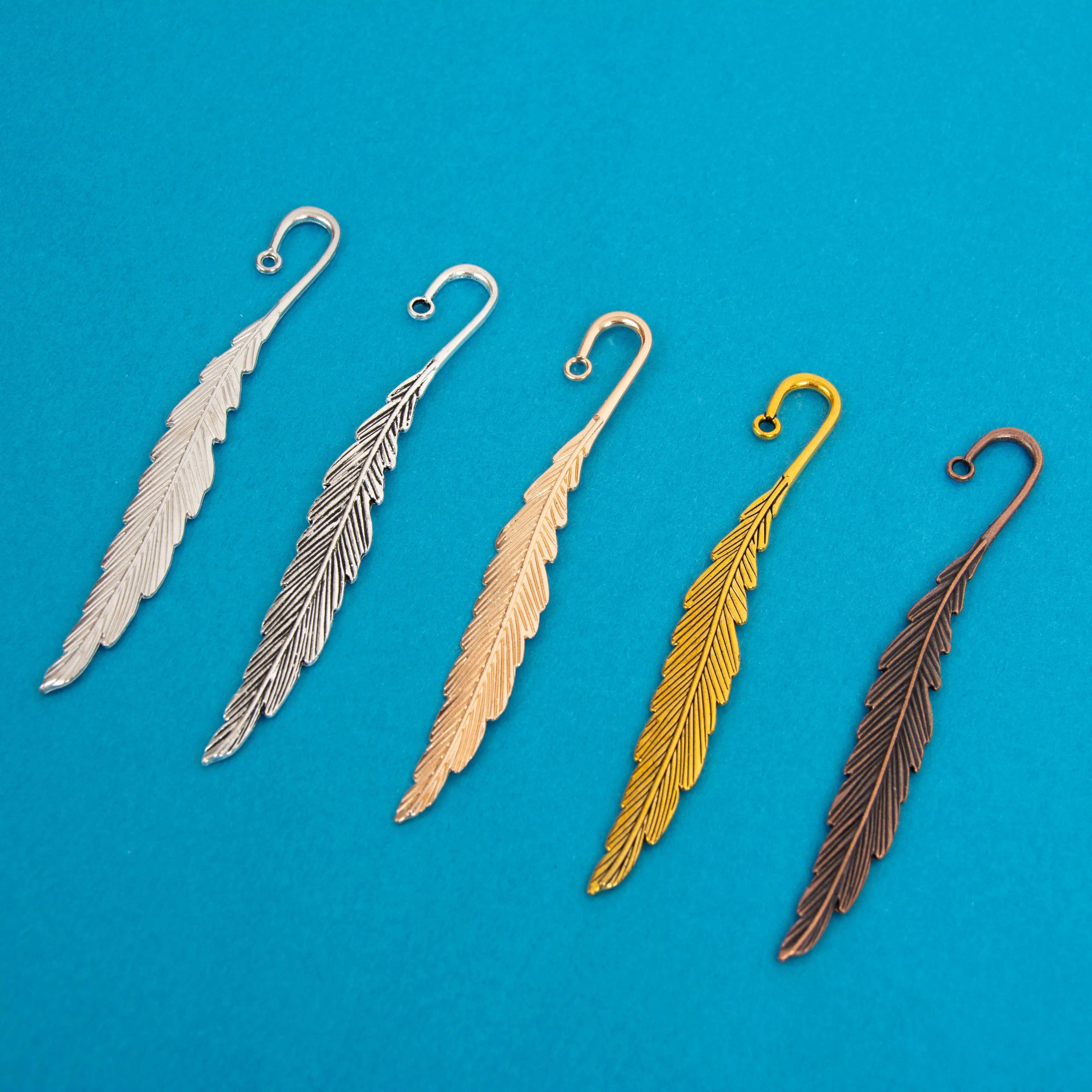 Metal Bookmark Charm Adapters Feather-shaped