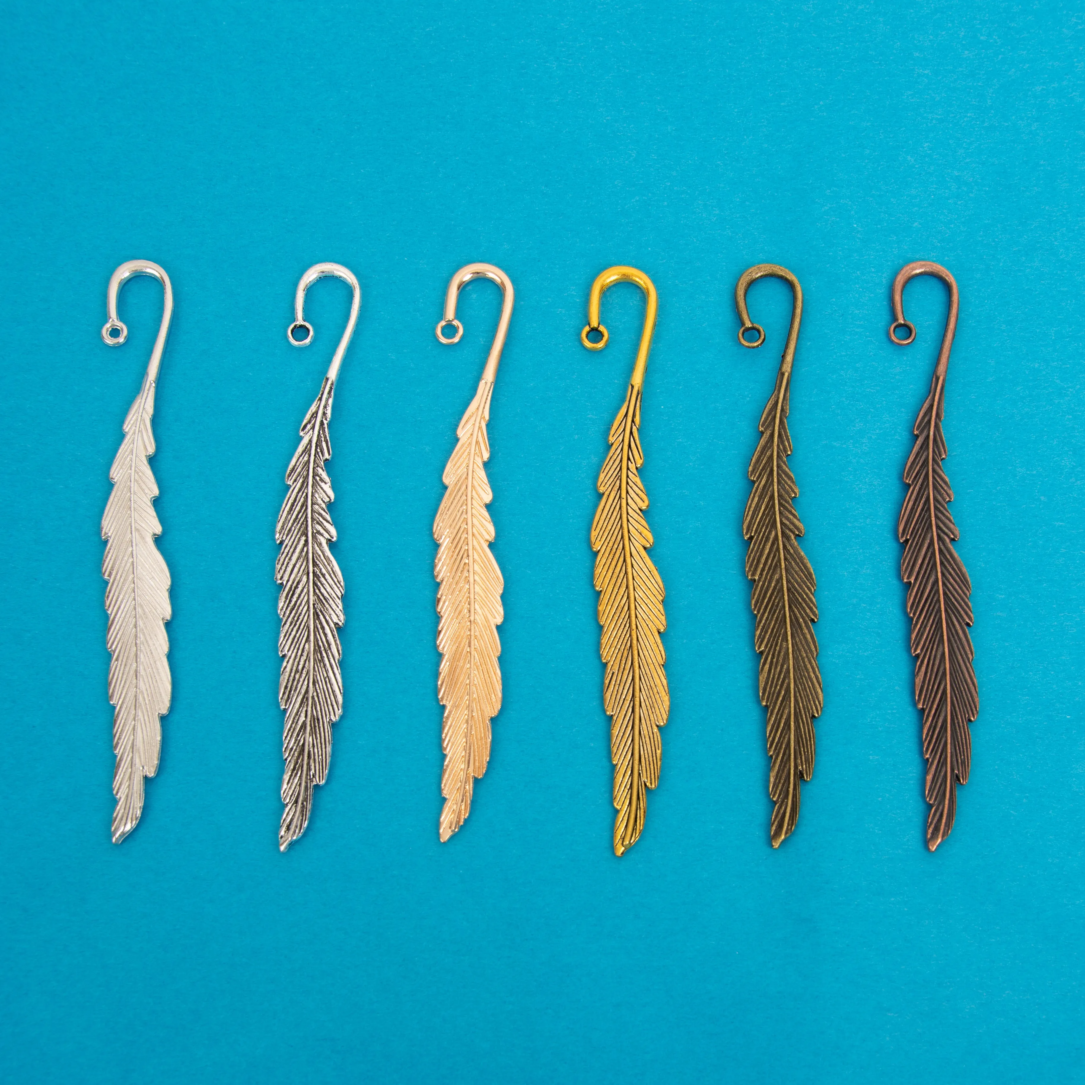 Metal Bookmark Charm Adapters Feather-shaped