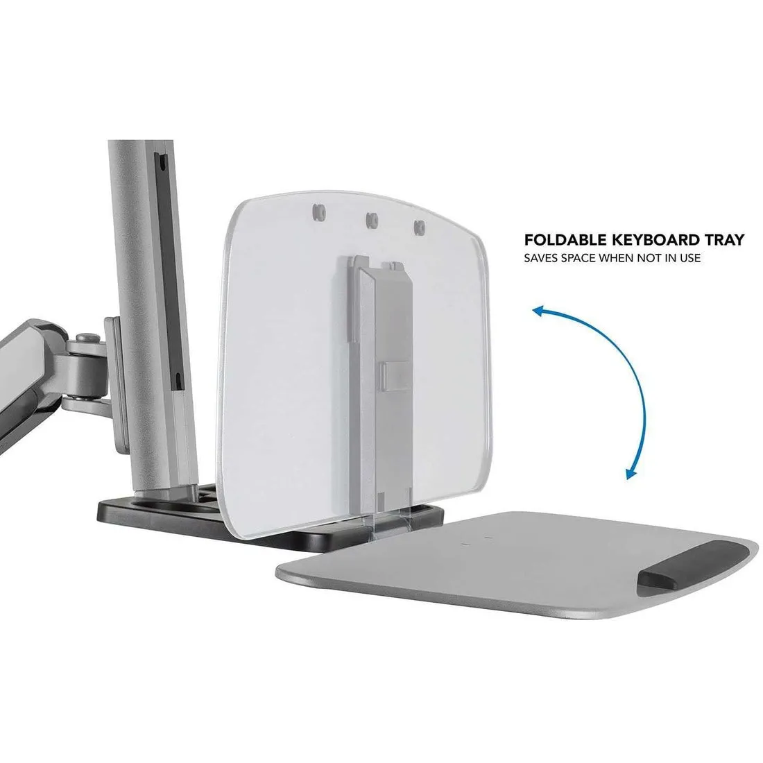 MI-7905 Sit-Stand Wall-Mount Adjustable-Height Computer Station w/ Articulating Monitor Mount, Keyboard Tray & CPU Holder