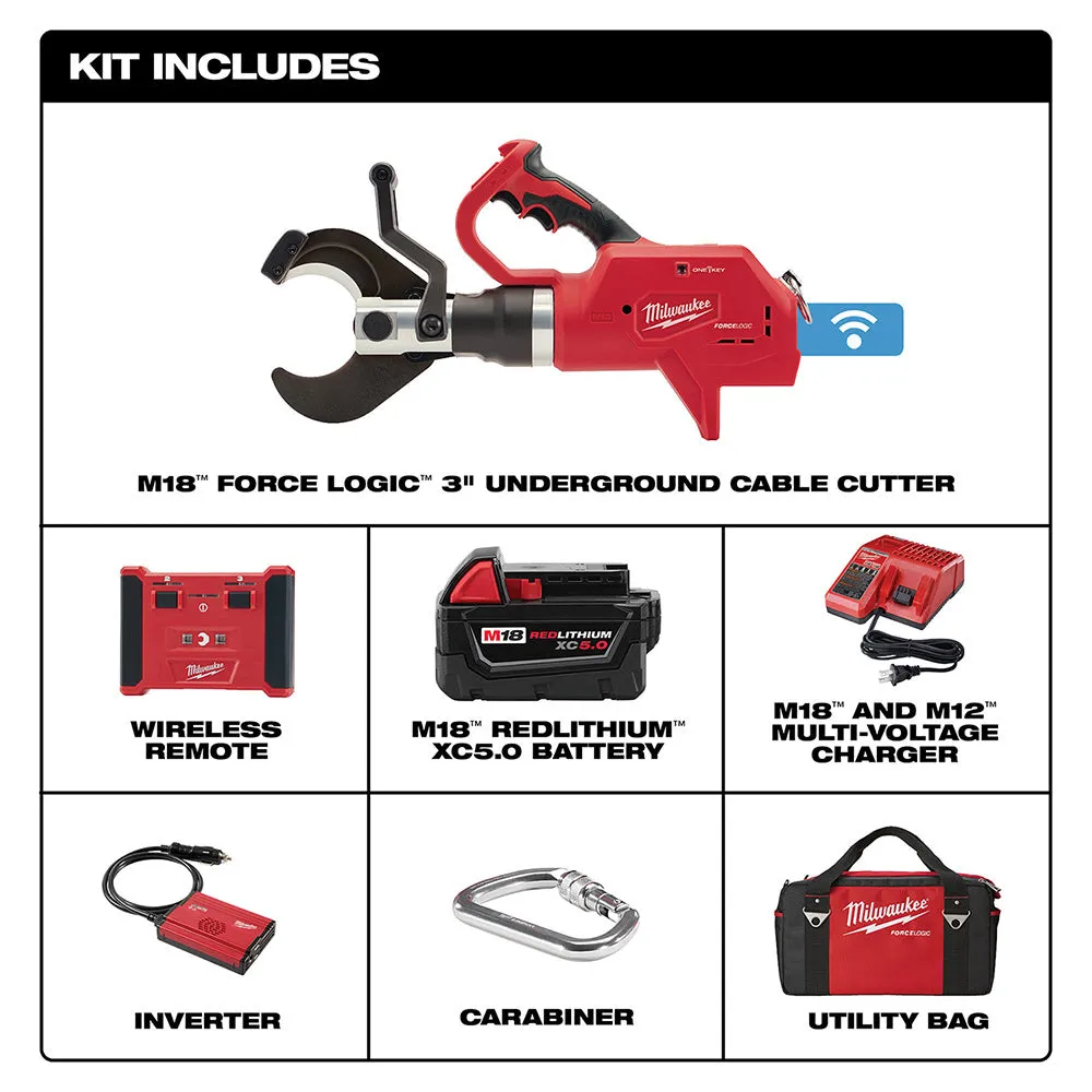 Milwaukee 2776R-21 M18 FORCE LOGIC 3” Underground Cable Cutter, Wireless Remote