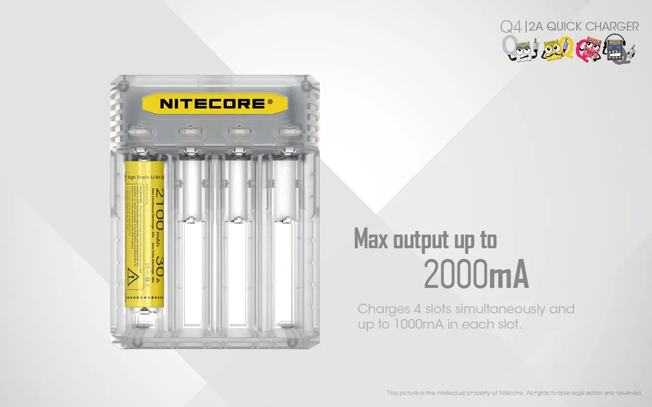 Nitecore Q4 4-Slot Universal IMR/Li-Ion Battery Charger (Lemonade)