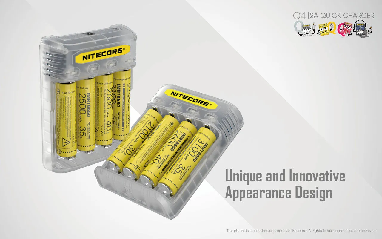 Nitecore Q4 4-Slot Universal IMR/Li-Ion Battery Charger (Lemonade)