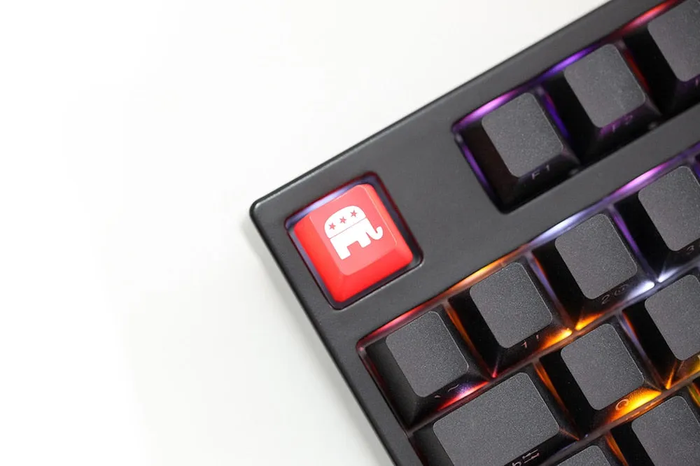 Novelty Shine Through Keycaps ABS Etched back lit black red r1 ESC the Donkey vs Elephant Symbol