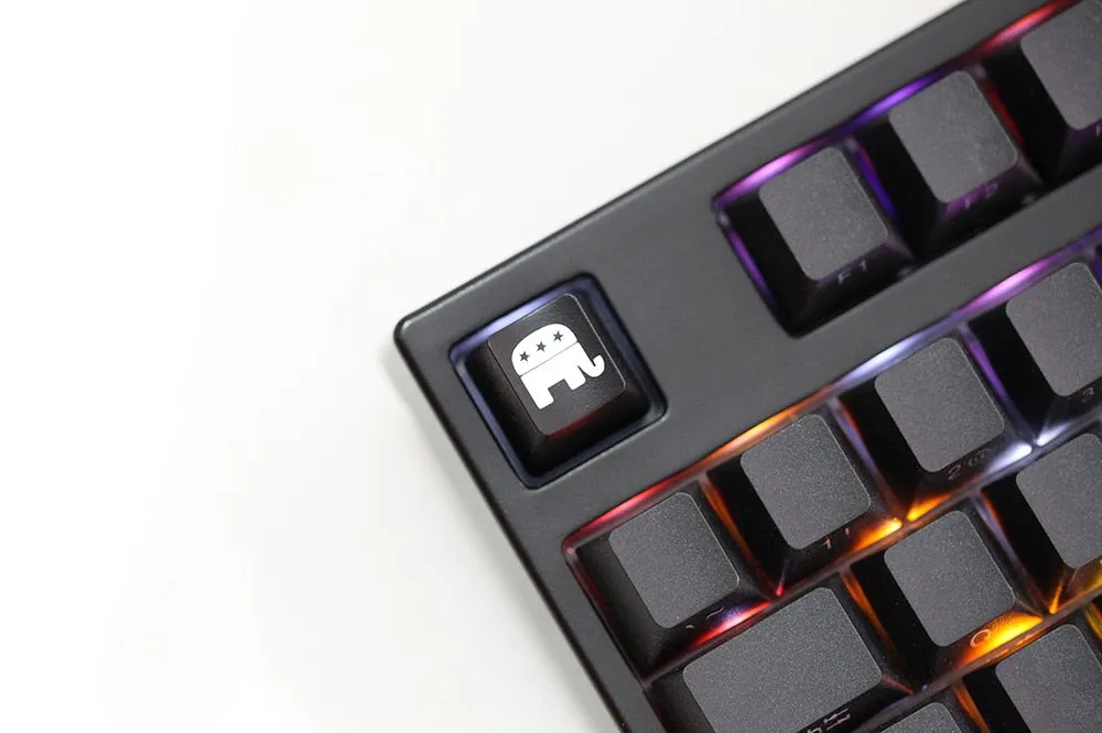 Novelty Shine Through Keycaps ABS Etched back lit black red r1 ESC the Donkey vs Elephant Symbol