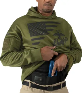 Olive Drab US Flag / USMC Eagle, Globe, & Anchor Concealed Carry Hoodie