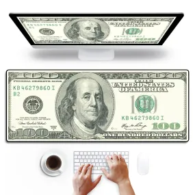 One Hundred Dollor Mouse Pad 31"x12" 100 Dollar Mouse Pad Accessories for Desk