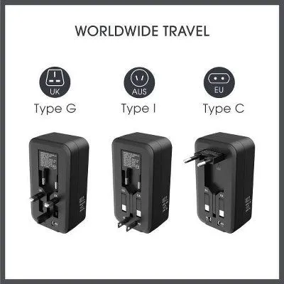 Open Box - Travel Smart Does-It-All Adapter with Cables & USB-A & C Ports