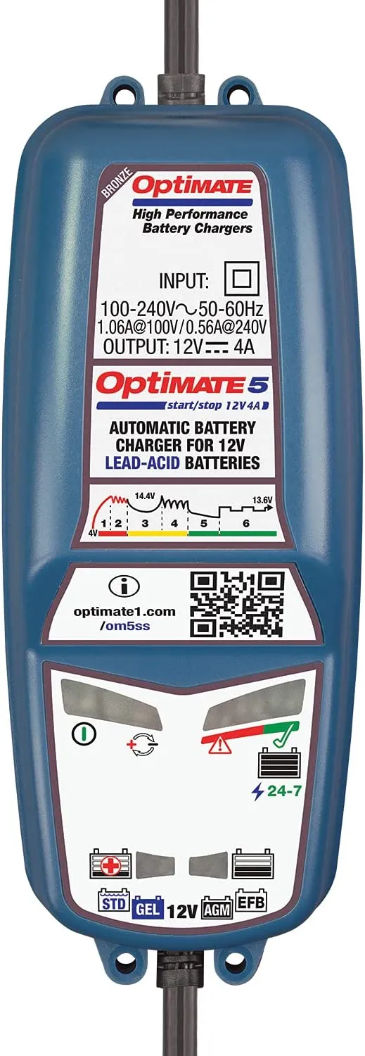 OptiMate 5 Start/Stop 12V Motorcycle Car Smart Automatic Battery Charger Optimiser