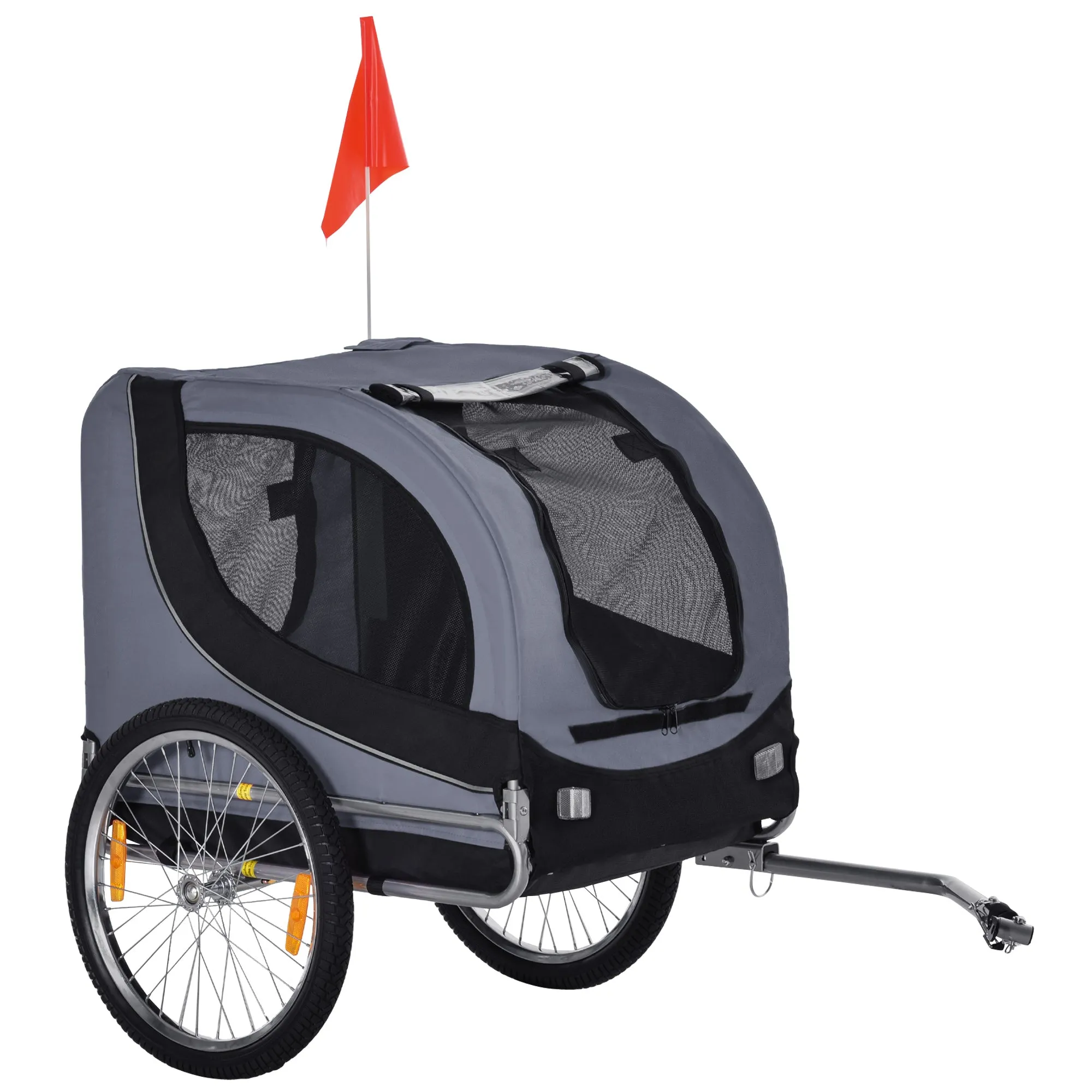 PawHut Steel Pet Bicycle Trailer 2 Wheel Jogger Carrier Grey