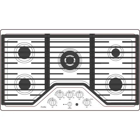 PGP9036SLSS GE Profile™ 36" Built-In Tri-Ring Gas Cooktop with 5 Burners and Included Extra-Large Integrated Griddle