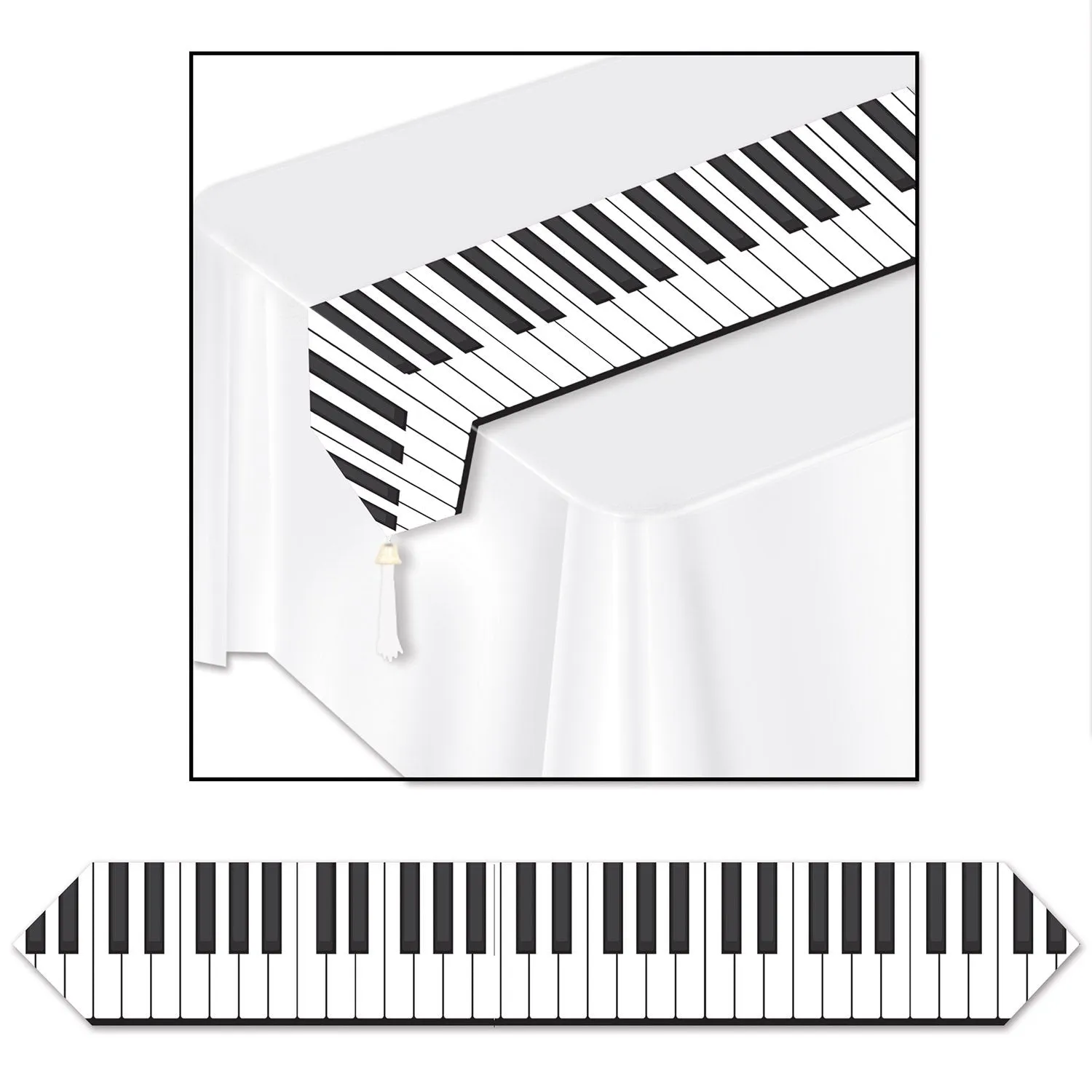 Printed Piano Keyboard Table Runner 28cm x 183cm