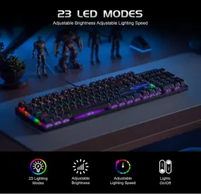 Punkston TK-104彩虹背光游戏键盘 RGB Backlit Gaming Keyboard