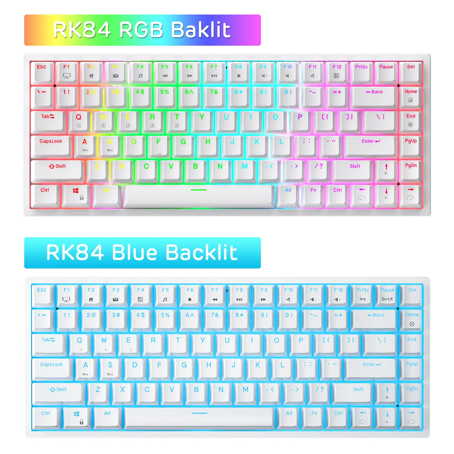 RK84 75% Wireless Mechanical Keyboard, Blue Backlit (Open-Box)