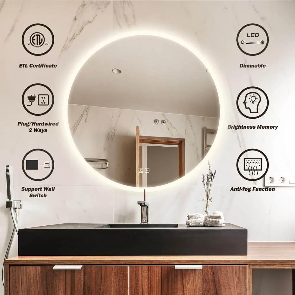 Round LED BATHROOMS Vanity  Mirrors With Dimmable Lights