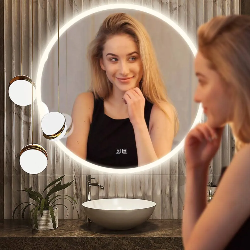 Round LED BATHROOMS Vanity  Mirrors With Dimmable Lights