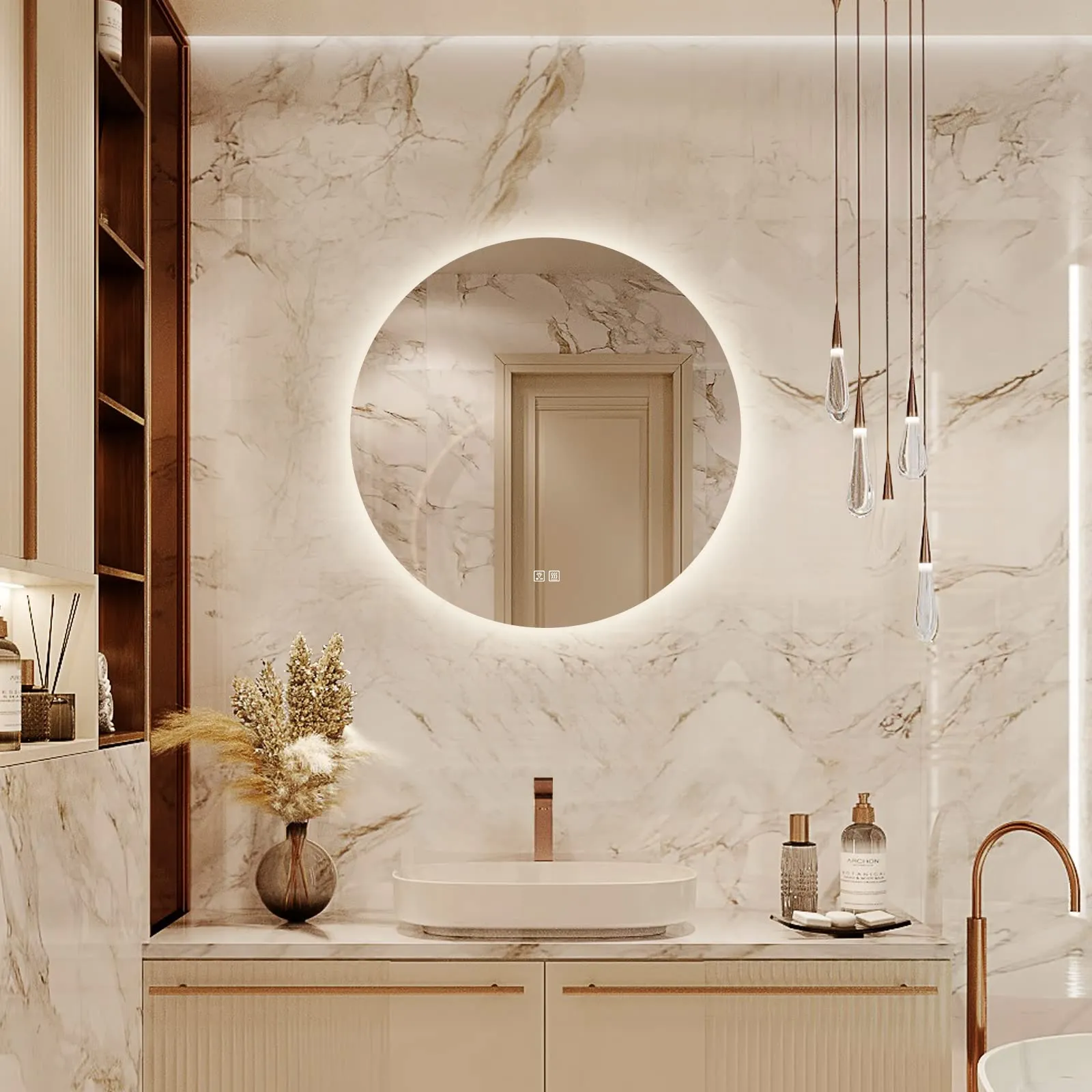 Round LED BATHROOMS Vanity  Mirrors With Dimmable Lights