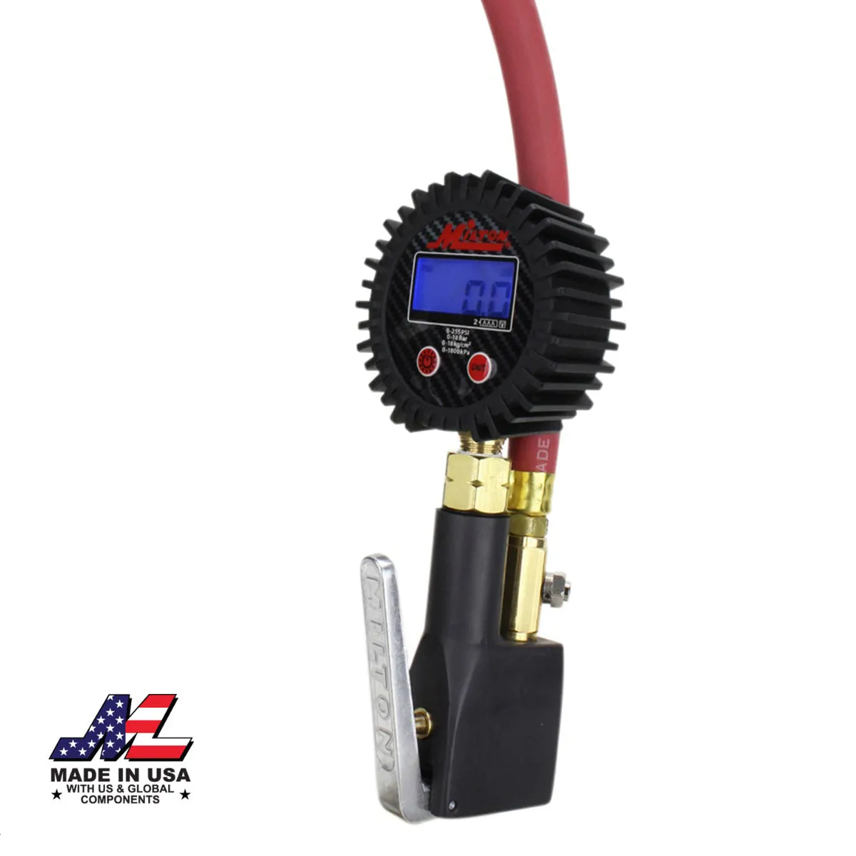 S-530 Compact Digital Tire Inflator with Pressure Gauge (255 PSI) - Air Chuck & 15" Rubber Air hose 1/4" NPT s-530