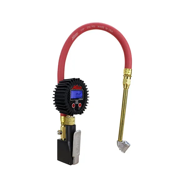 S-530 Compact Digital Tire Inflator with Pressure Gauge (255 PSI) - Air Chuck & 15" Rubber Air hose 1/4" NPT s-530