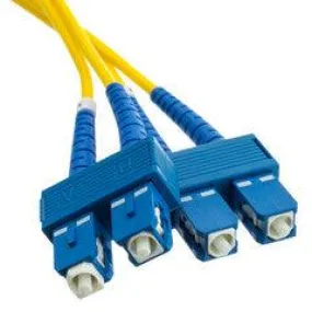 SC Duplex Fiber Optic Patch Cable, OS2 9/125 Singlemode, Yellow Jacket, Blue Connector, 1 meter (3.3 foot)