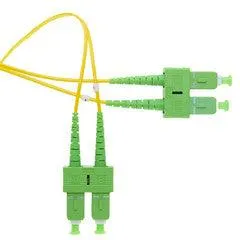 SC/APC Duplex Fiber Optic Patch Cable, OS2 9/125 Singlemode, Yellow Jacket, Green Connector, 1 meter (3.3 foot)