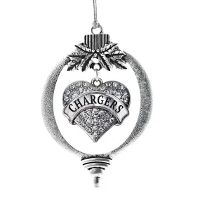 Silver Chargers Pave Heart Charm Holiday Ornament