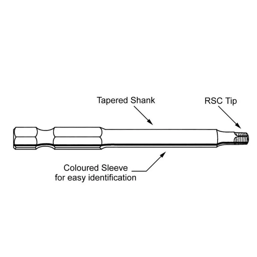 Square Driver Bits - No. 1, 1/4'' Shank, 6'' Long