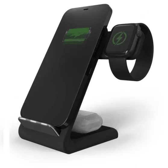 STM ChargeTree Swing 3-in-1 Wireless Charging Stand Iphone AirPods Apple Watch with AU 20W Wall Plug Black