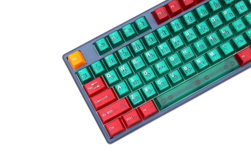 Taihao Cubic Abs Translucent Doubleshot keycaps for gaming mechanical keyboard Red Green Orange red 1.75 shift stepped capslock