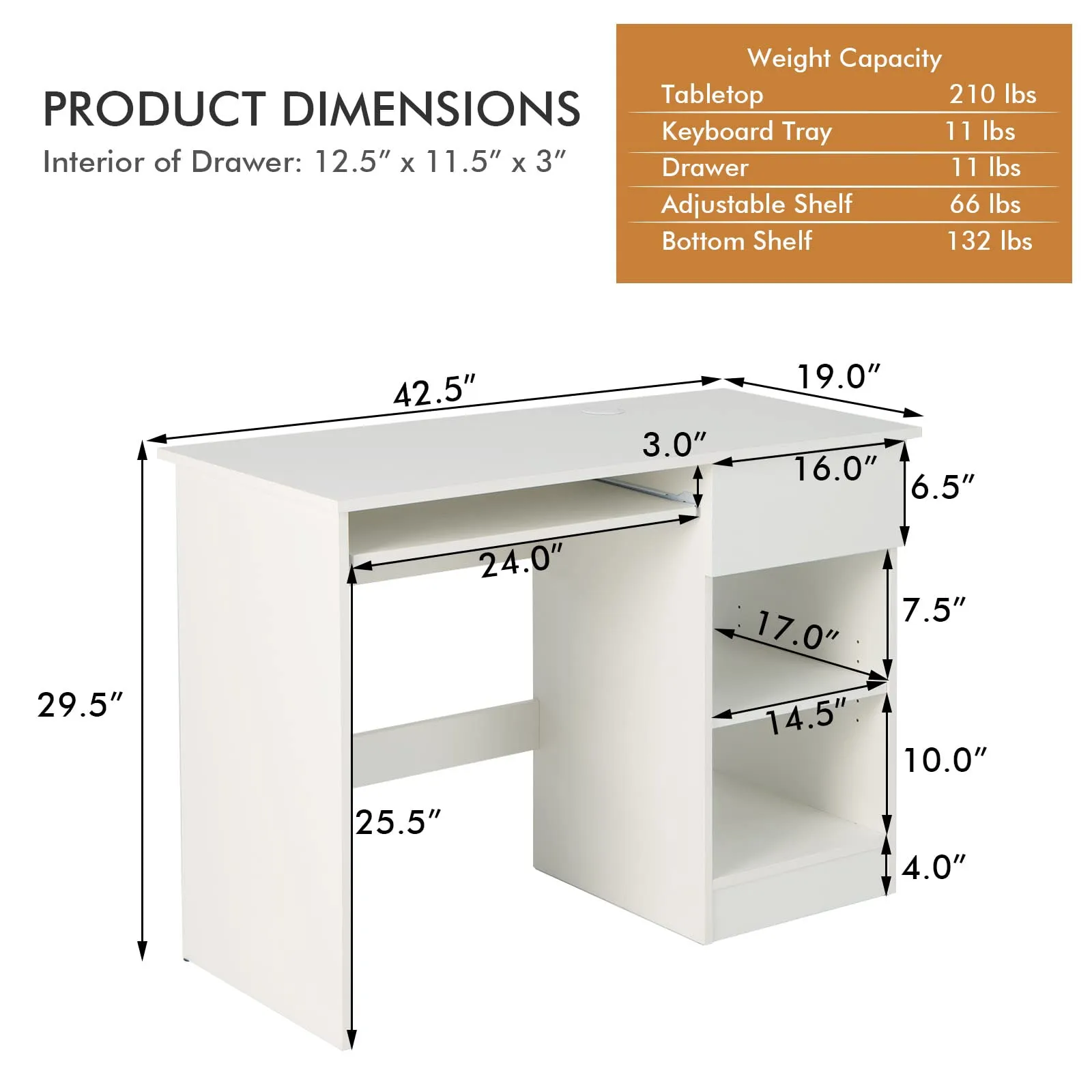 Tangkula Desk with Drawer, Wooden Computer Desk with Pull-Out Keyboard Tray & Adjustable Storage Shelves