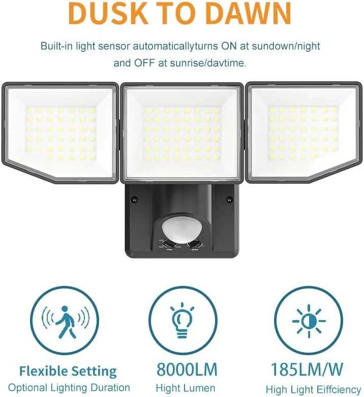 TaoTronics Motion Sensor Outdoor Lights 002, 38W 8000LM LED Security Lights