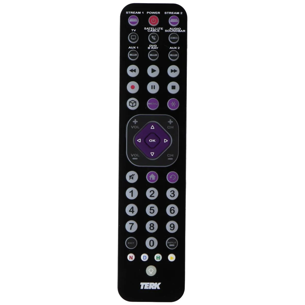 TERK - Rechargeable 8-Device Backlit Universal Remote - Black (TKTC8GB)