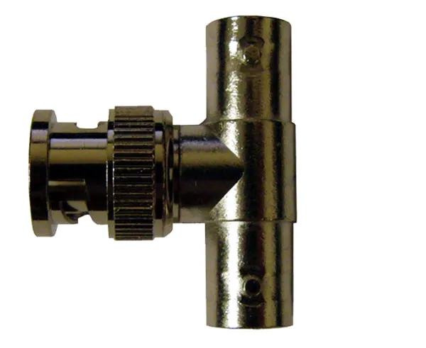 The BNC T Adapter is configured with Female / Male / Female for RG59 Coax Cable Connection.