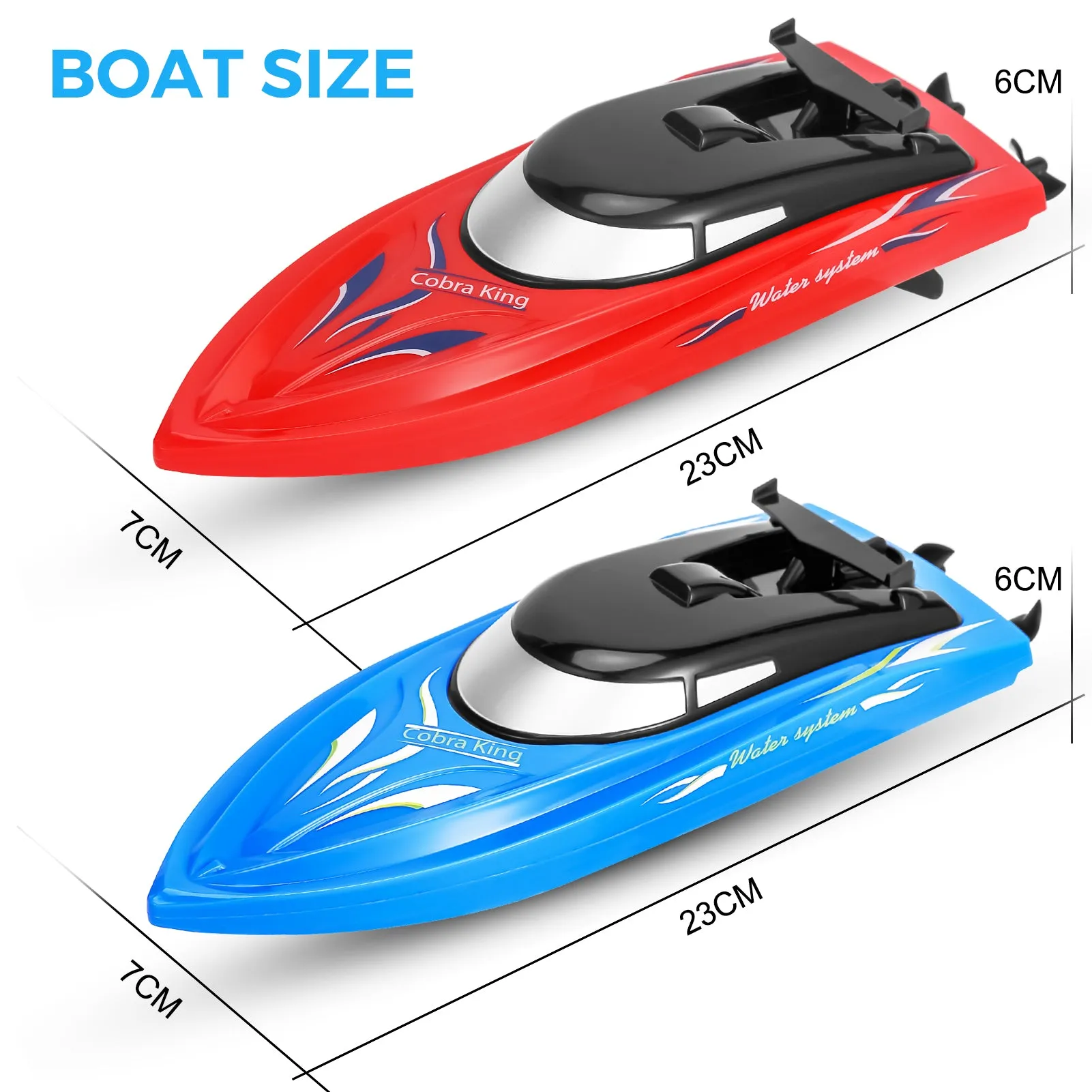 THINKMAX 2PACK 10km/H 2.4G High Speed Remote Control Boats (Blue Red)