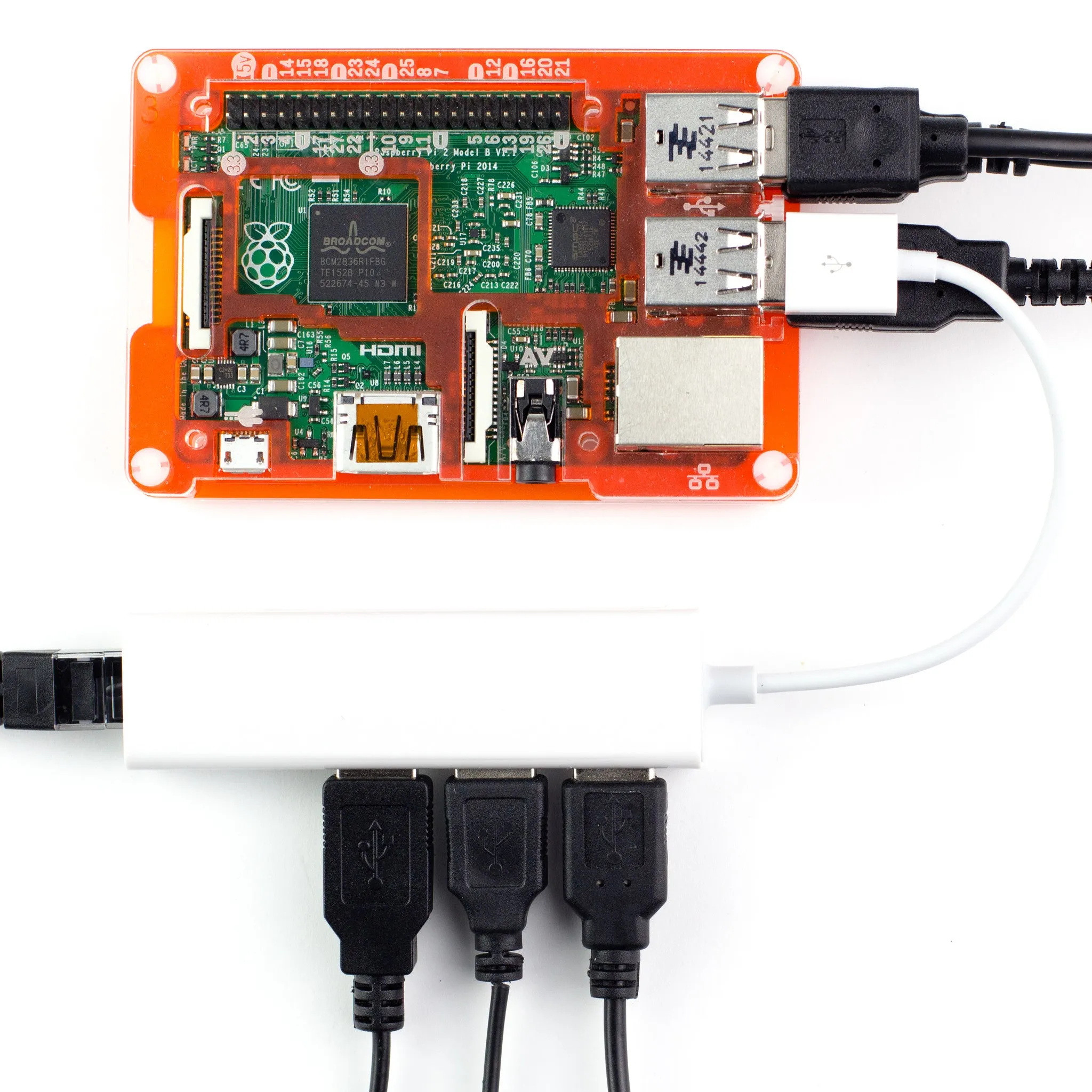 Three Port USB Hub with Ethernet (USB A)